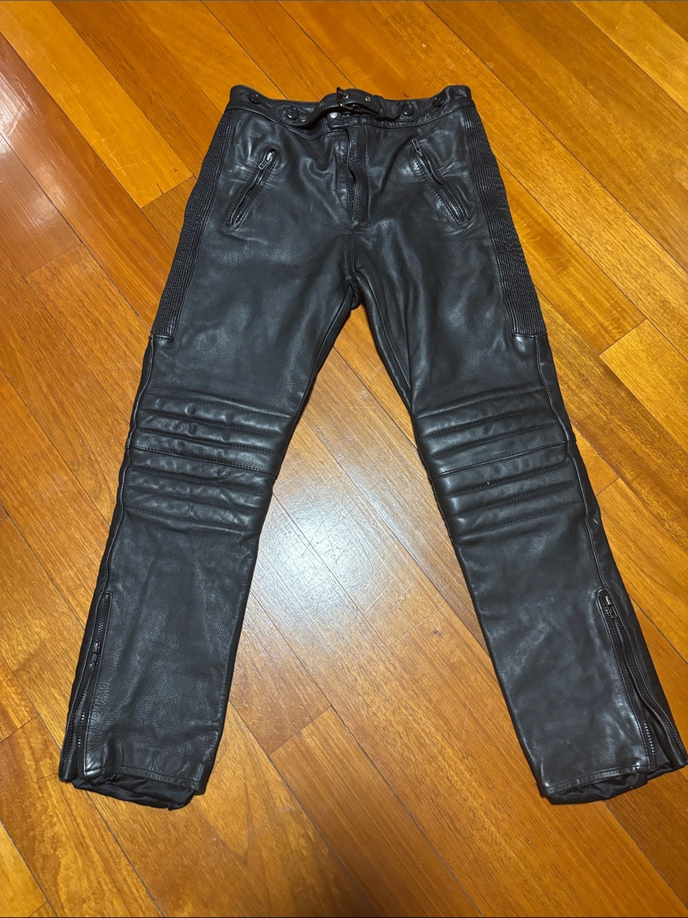 Boss Men's Black Leather Slim Straight Jeans